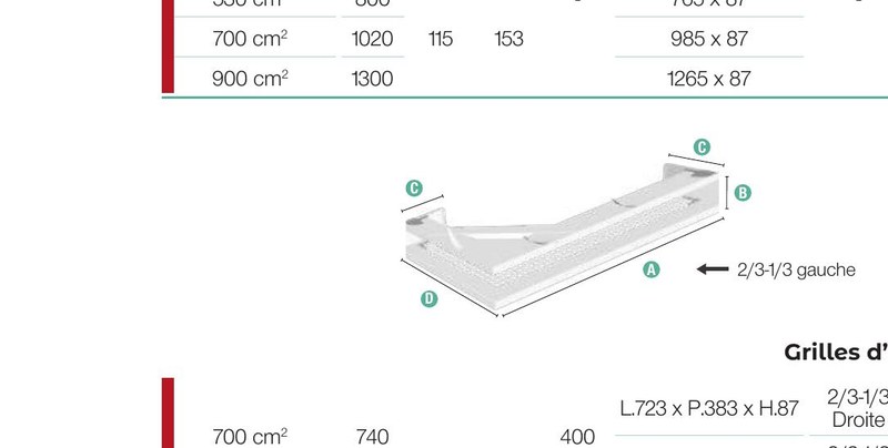 GRILLE AIRBOX D'ANGLE 2/3-1/3 GAUCHE NON RACC.