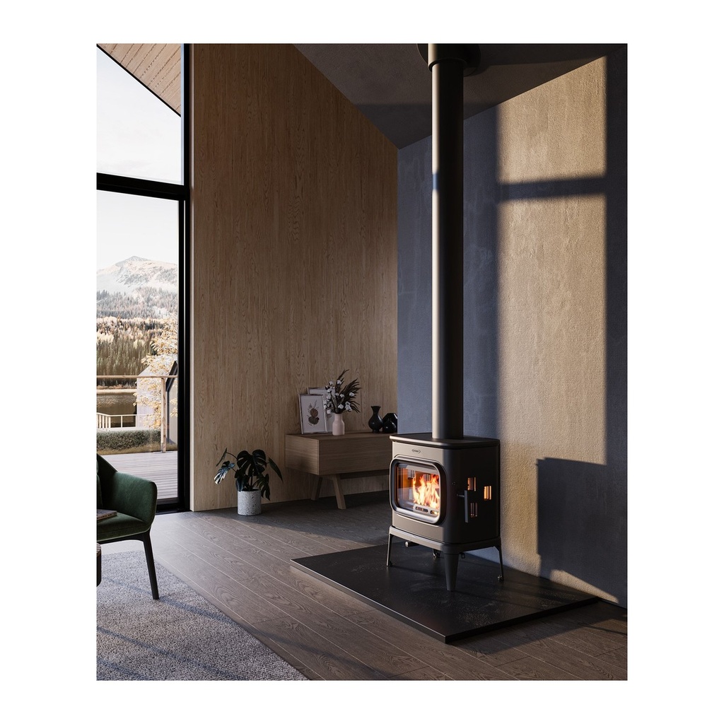 DOVRE SAGA 207 ESTUFA DE LEÑA FUNDICIÓN 8 KW Ø150 DIM AL740 AN655 PR430 MM