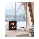 DOVRE ROCK 500 WB ESTUFA DE LEÑA FUNDICIÓN CON LEÑERO 9 KW Ø150 DIM AL745 AN660 PR375 MM