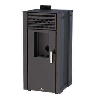 [EVA] BRONPI ESTUFA PELLET CANALIZABLE "EVA" NEGRO 2 SALIDAS @80 DEP.22KG DIM AL1099 AN565 PR537 MM