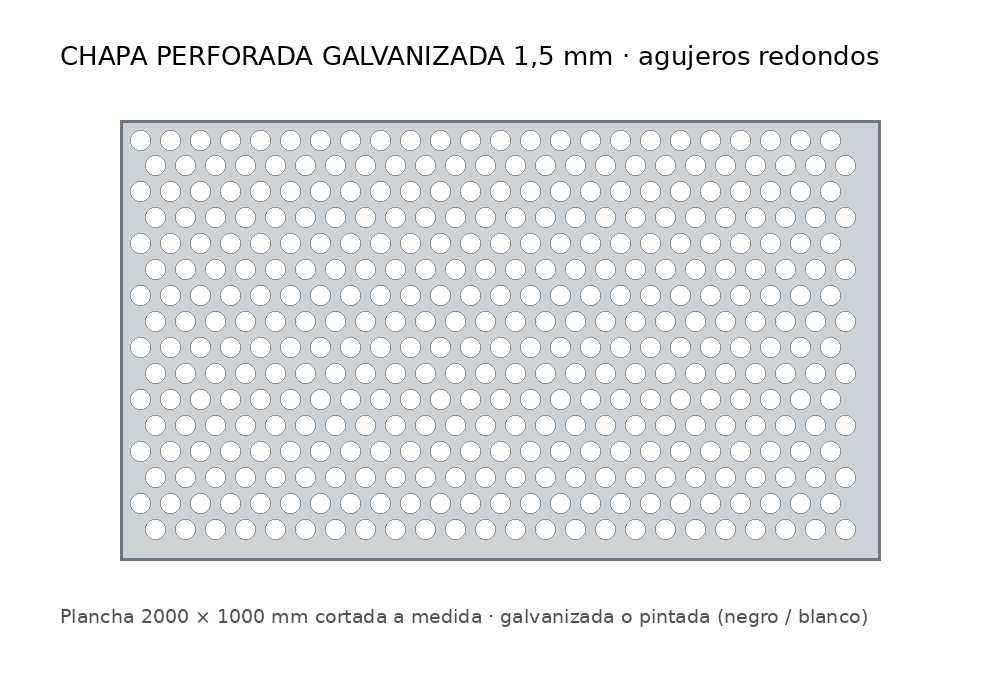 CHAPA PERFORADA GALVANIZADA 1,5 MM (A MEDIDA) (500 x 500 MM, PINTADO BLANCO)