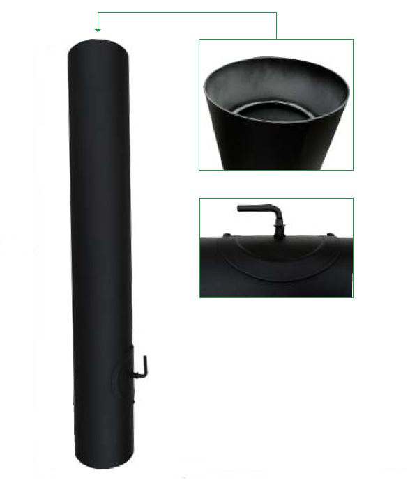 [270041-29] BM TUBO INVERSOR H-H CON LLAVE Y REGISTRO + ANTICONDENSACIÓN 1000 MM Ø130 ACERO 2 MM