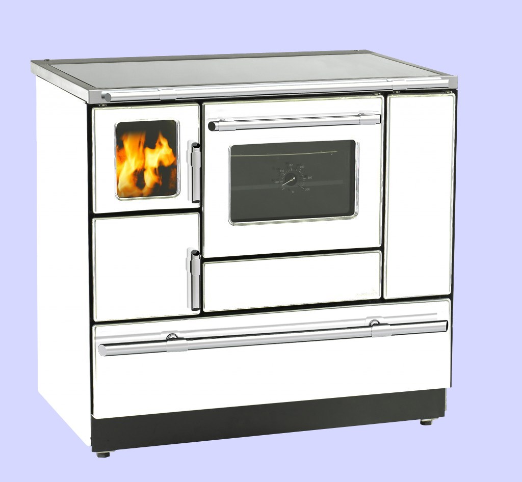 WAMSLER K138F COCINA DE LEÑA CON HORNO Y PUERTA DE CRISTAL 7 KW Ø120 DIM AL850 AN905 PR600 MM