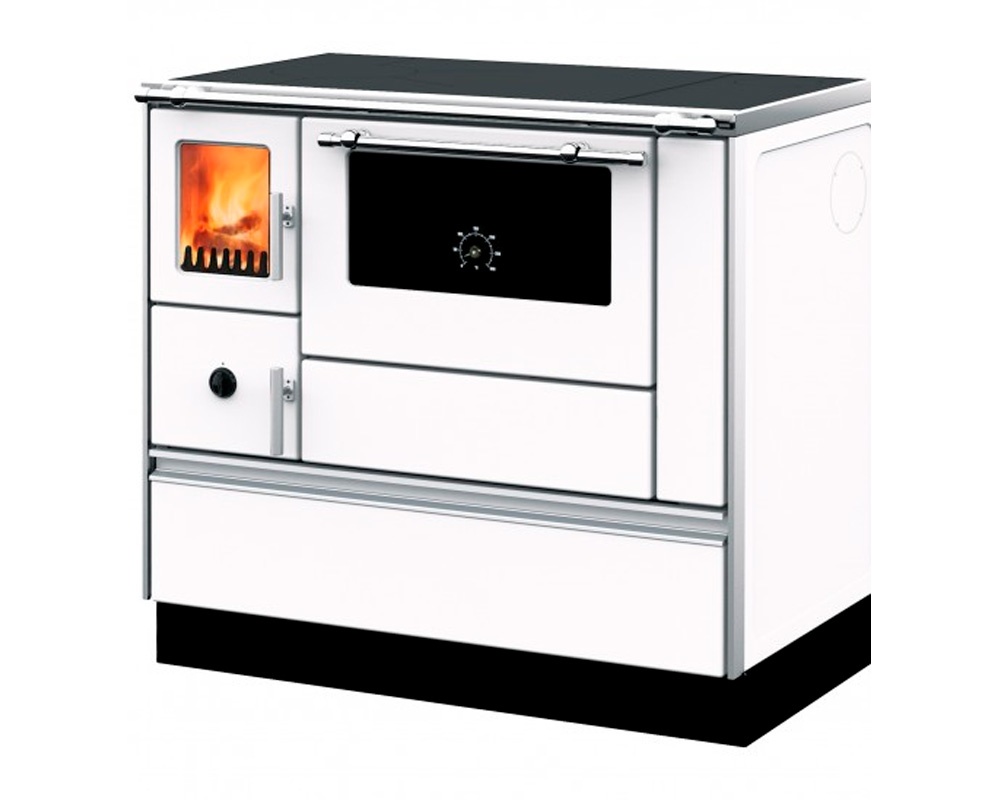 WAMSLER K76F/90 COCINA DE LEÑA CON HORNO Y PUERTA DE CRISTAL 7,6 KW Ø120 DIM AL850 AN900 PR600 MM