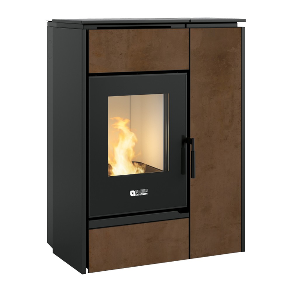 EXTRAFLAME MARGARET ESTUFA HÍBRIDA LEÑA-PELLET ESTANCA 10 KW Ø120 DIM AL1157 AN890 PR626 MM