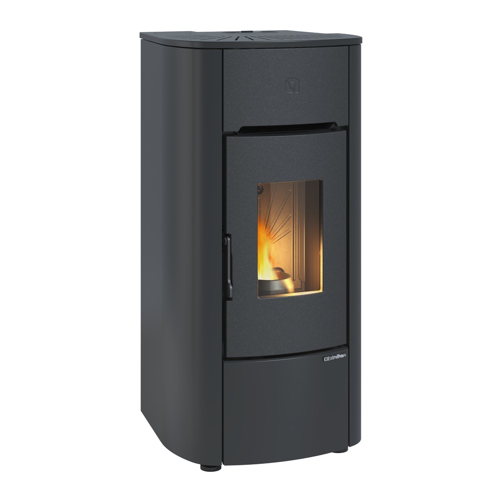 EXTRAFLAME ANGELICA PLUS EVO ESTUFA PELLET ESTANCA CANALIZABLE 8 KW Ø80 DIM AL1016 AN495 PR555 MM