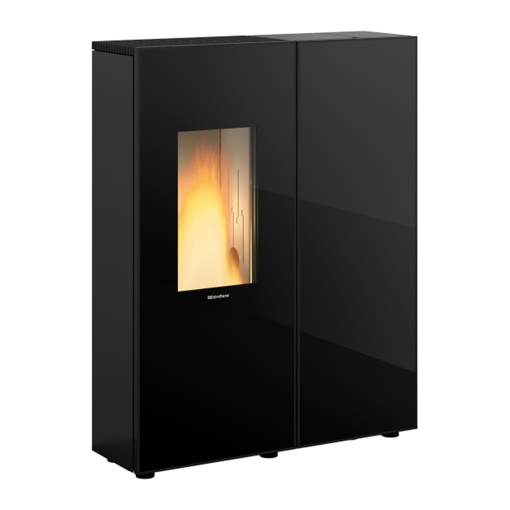 EXTRAFLAME SHARON PLUS CRYSTAL ESTUFA PELLET CANALIZABLE 10 KW Ø80 DIM AL1150 AN900 PR290 MM