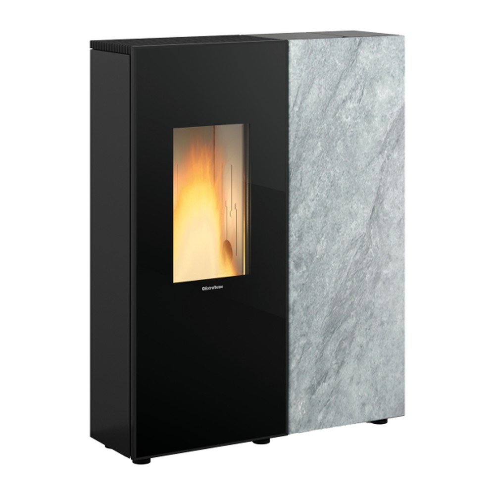 EXTRAFLAME SHARON PLUS PETRA ESTUFA PELLET CANALIZABLE 10 KW Ø80 DIM AL1150 AN900 PR290 MM