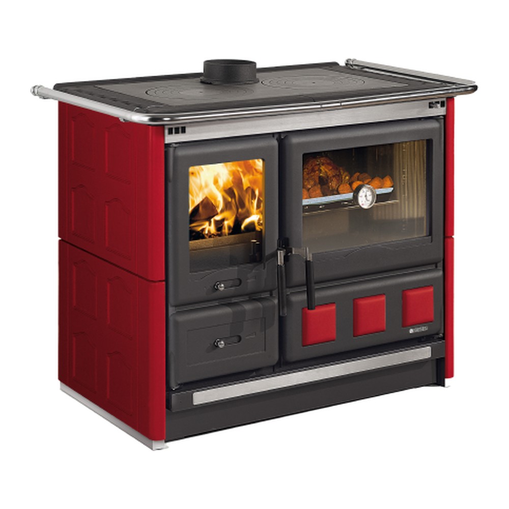 LA NORDICA ROSA XXL.16 MAIOLICA COCINA DE LEÑA CON HORNO 10,5 KW Ø150 DIM AL903 AN1074 PR669 MM