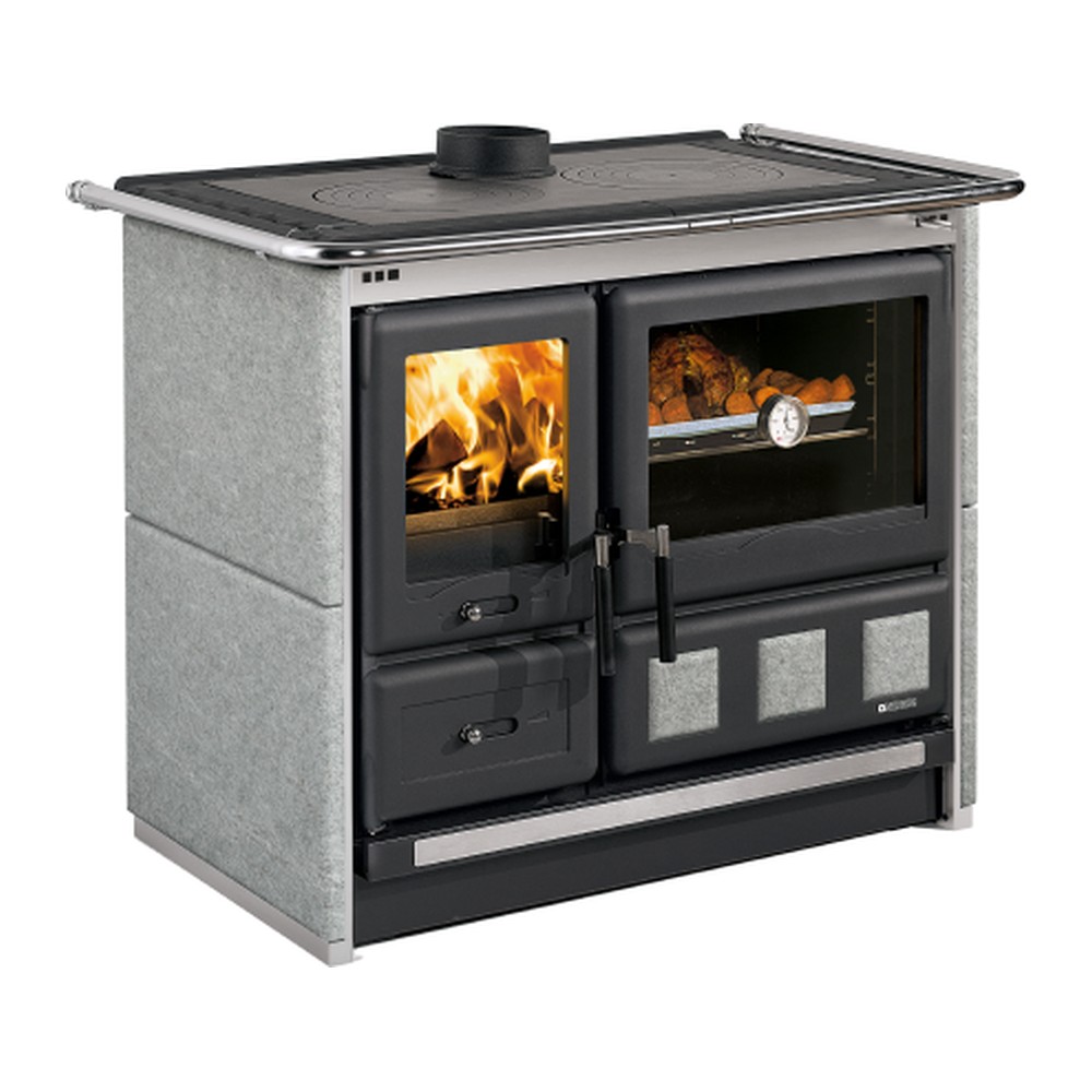 LA NORDICA ROSA XXL.16 PETRA COCINA DE LEÑA CON HORNO 10,5 KW Ø150 DIM AL903 AN1074 PR669 MM