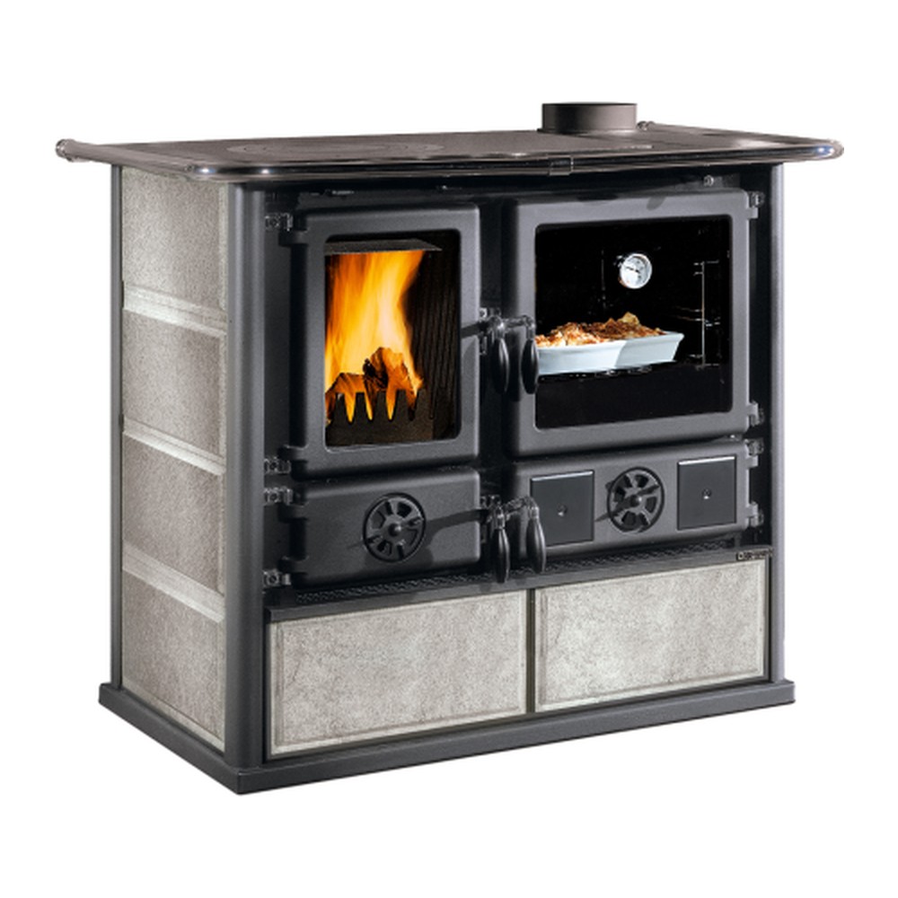 LA NORDICA ROSA.16 PETRA COCINA DE LEÑA CON HORNO 8,8 KW Ø150 DIM AL895 AN1030 PR650 MM