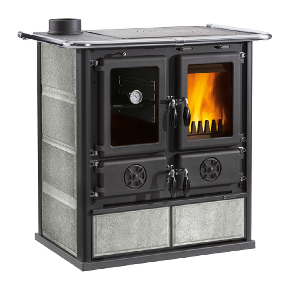 LA NORDICA ROSETTA SX.16 PETRA COCINA DE LEÑA CON HORNO 7,9 KW Ø130 DIM AL895 AN885 PR572 MM