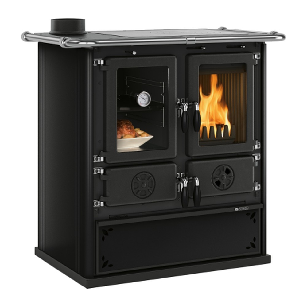 LA NORDICA ROSETTA SX.16 STEEL COCINA DE LEÑA CON HORNO 7,9 KW Ø130 DIM AL843 AN885 PR572 MM
