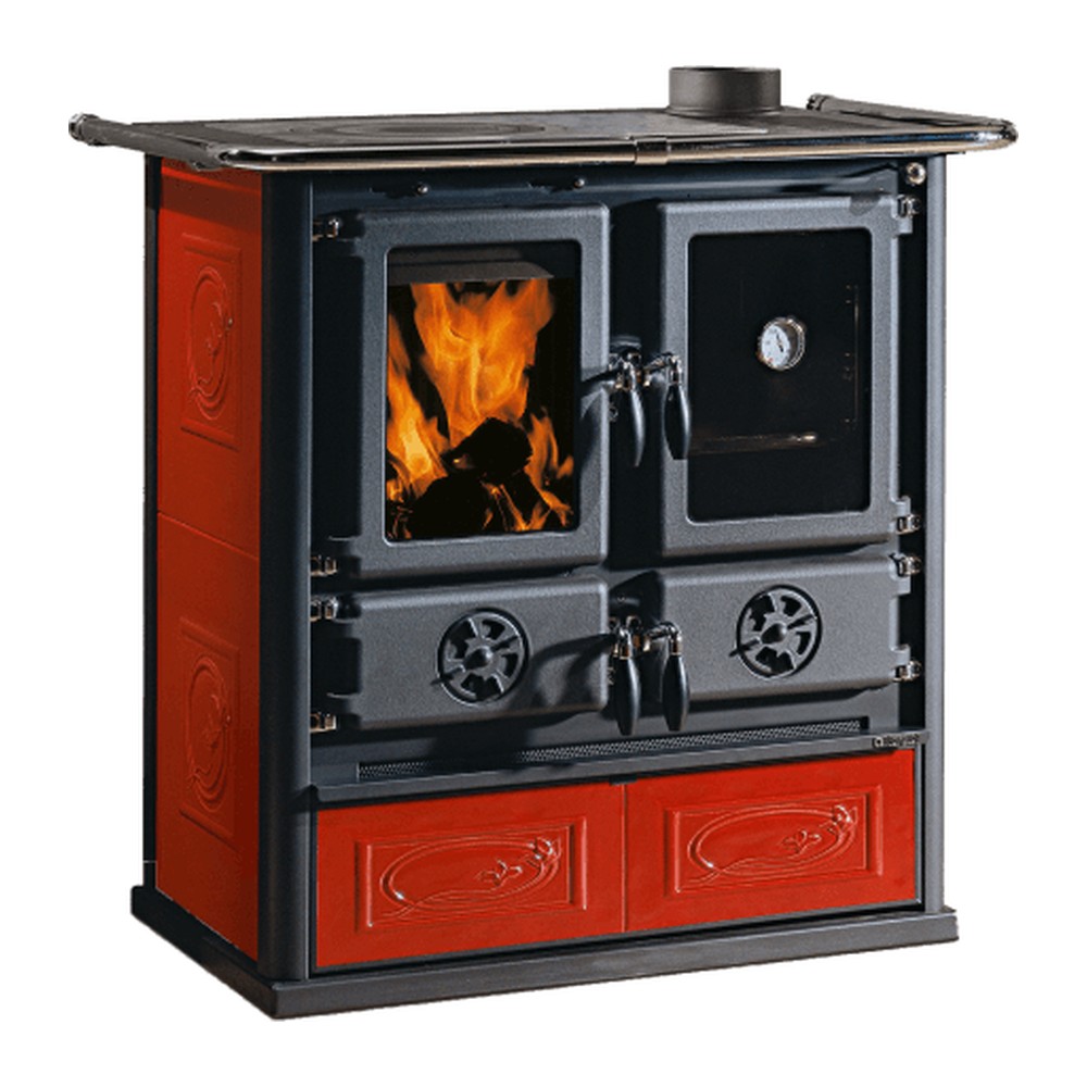 LA NORDICA ROSETTA.16 CERAMICA COCINA DE LEÑA CON HORNO 7,9 KW Ø130 DIM AL895 AN885 PR572 MM