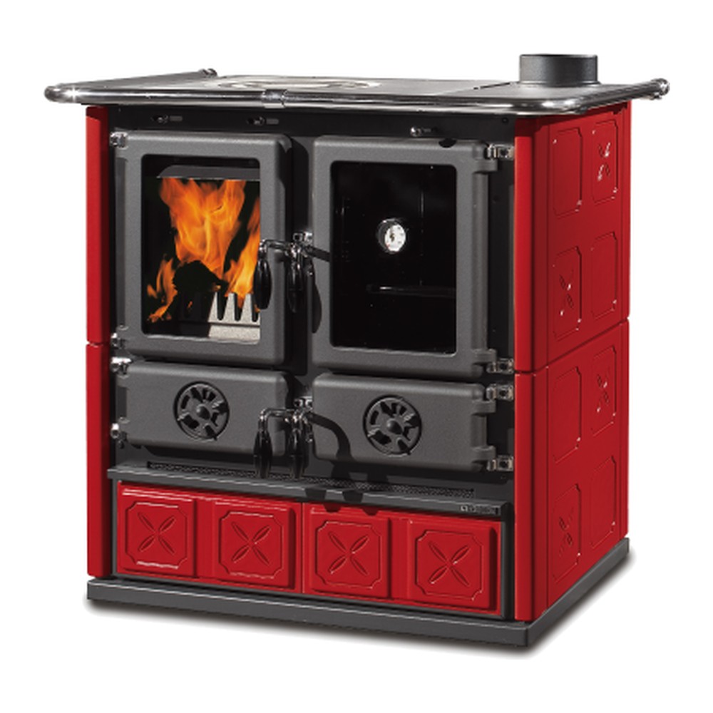 LA NORDICA ROSETTA.16 MAIOLICA COCINA DE LEÑA CON HORNO 7,9 KW Ø130 DIM AL895 AN885 PR572 MM