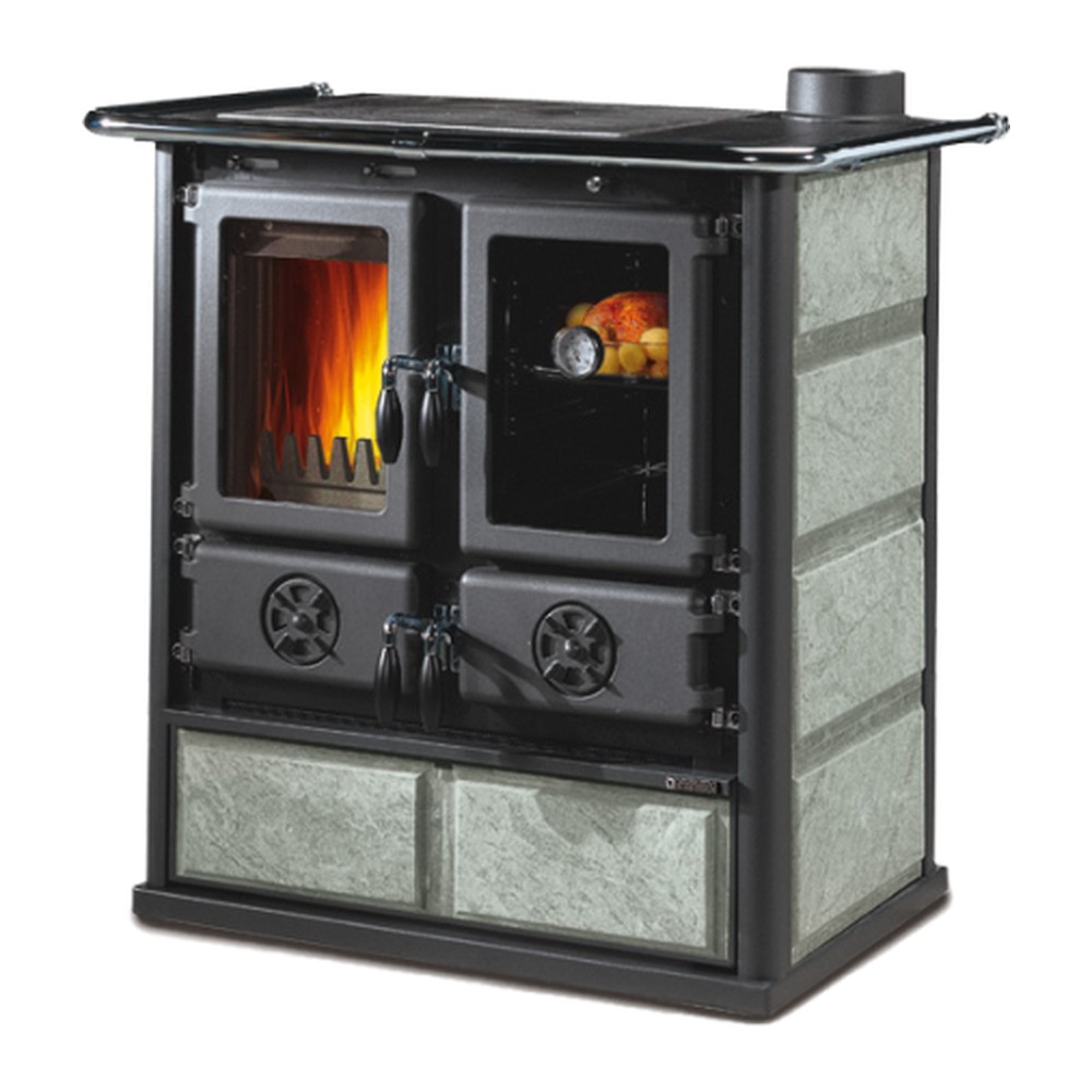 LA NORDICA ROSETTA.16 PETRA COCINA DE LEÑA CON HORNO 7,9 KW Ø130 DIM AL895 AN885 PR572 MM