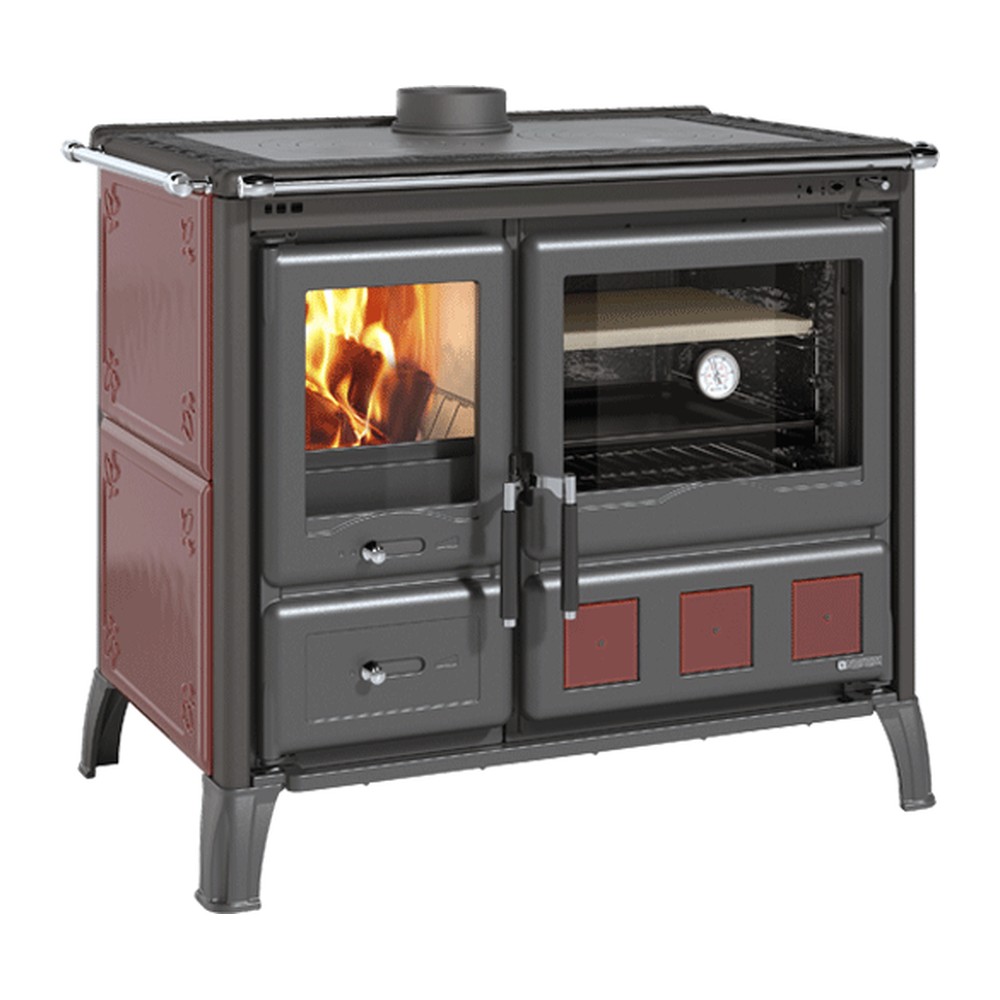 LA NORDICA GARDENIA XXL CERAMICA COCINA DE LEÑA CON HORNO 10,5 KW Ø150 DIM AL906 AN1050 PR669 MM