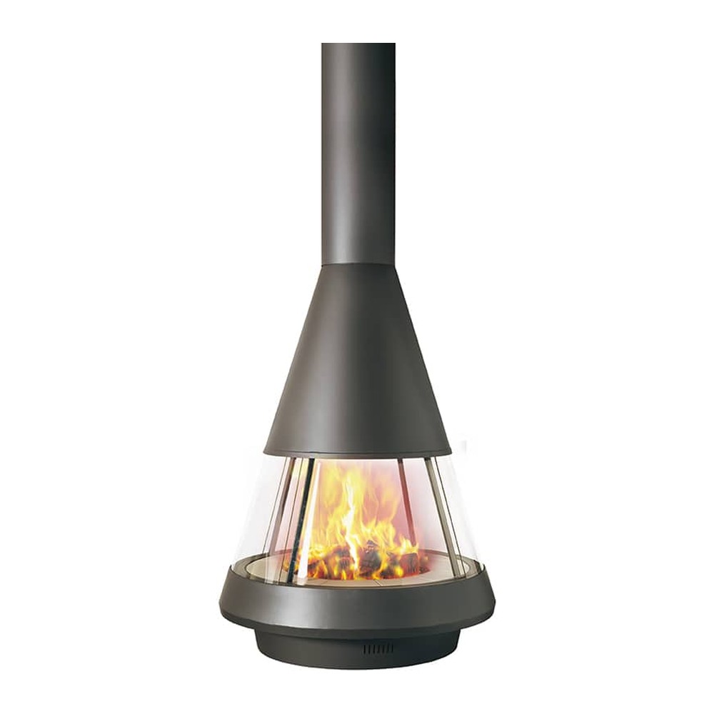 HERGOM MALLORCA CHIMENEA METÁLICA DE ACERO DOBLE CRISTAL CURVO GIRATORIO 23 KW Ø1098 AL3053 MM