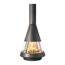 HERGOM MALLORCA CHIMENEA METÁLICA DE ACERO DOBLE CRISTAL CURVO GIRATORIO 23 KW Ø1098 AL3053 MM