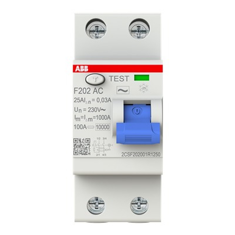 ABB INTERRUPTOR DIFERENCIAL 2P 25 A 30 MA CLASE AC (2CSF202072R1250)